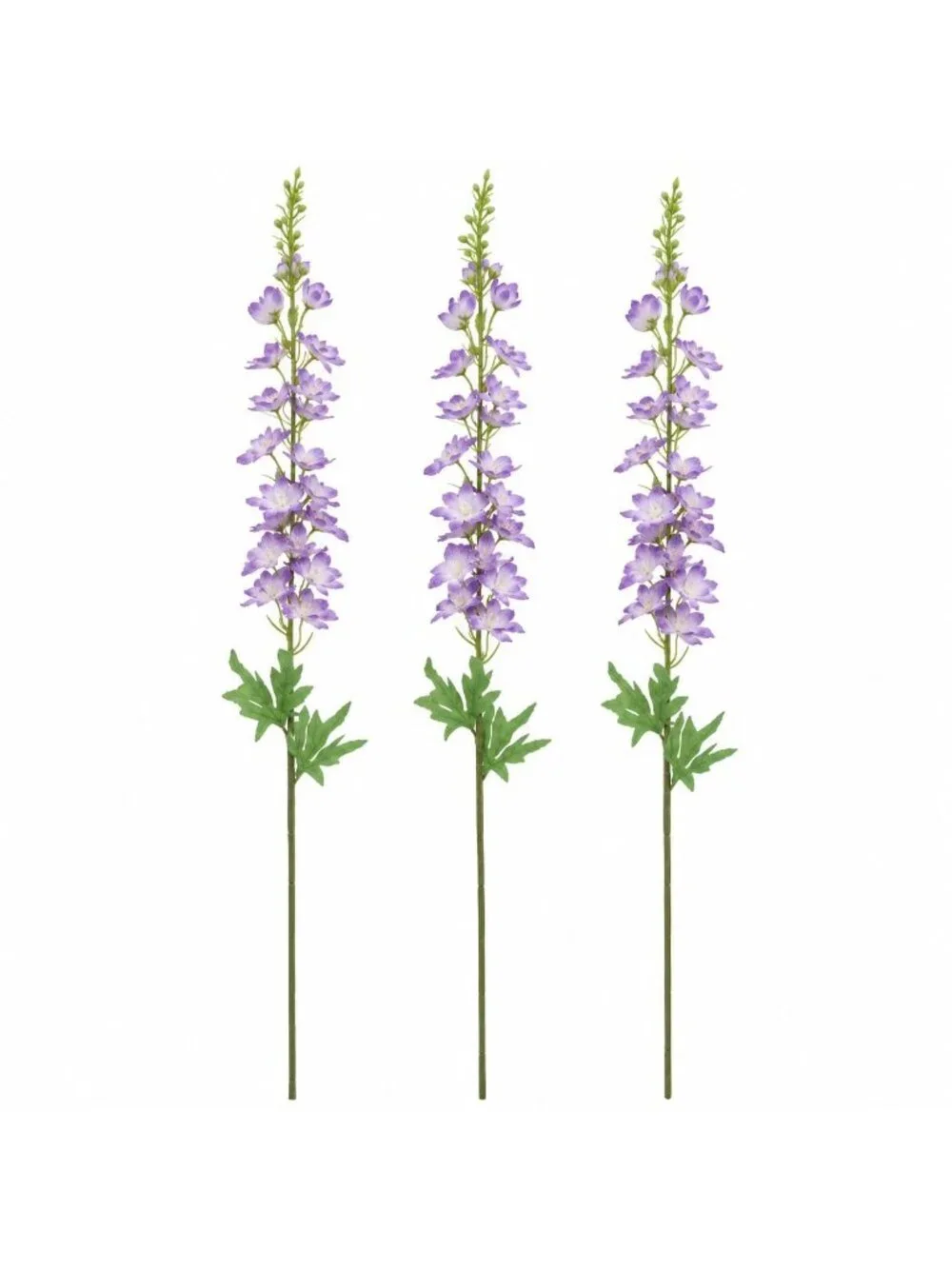 Lavender Delphinium Stems Set of 3 40 Inch Artificial Larkspur Flowers Tall Faux